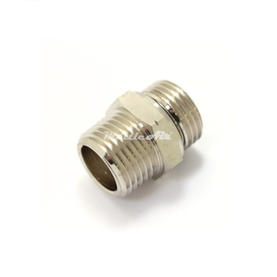 British Parallel Thread to North American Thread Brass Hex Pipe Nipple 1/8" NPT Male - 1/8" BSPP (G) Male