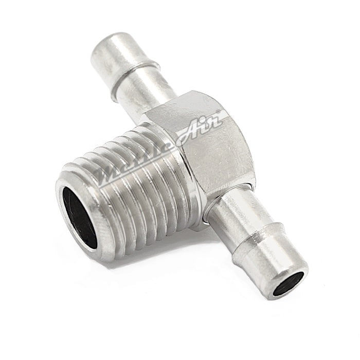 Nickel-Plated Brass Barbed Male Tee 1/4" Hose ID - 1/4" NPT Single Barb Design