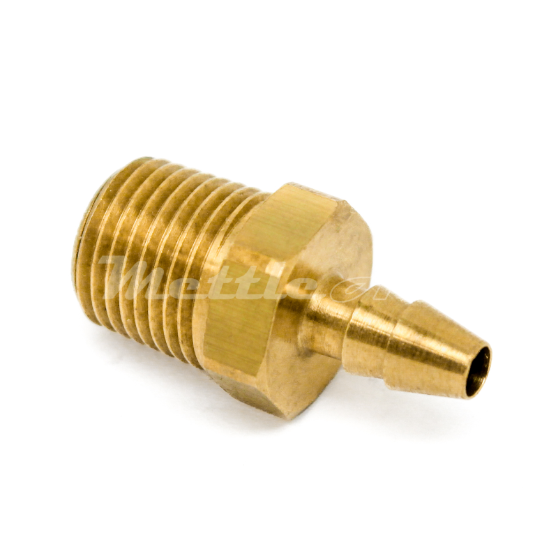 Brass Straight Male 0.17" Hose ID Barb - 1/8" NPT Male Double Barb Design