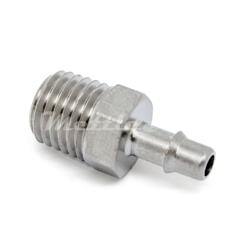 Brass Straight Male 1/8" Hose ID Barb - 1/16" NPT Male Nickel Plated, Single Barb Design