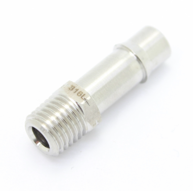 SS 316L Straight 1/4" ID Hose Single Barb x 1/16" NPT Male