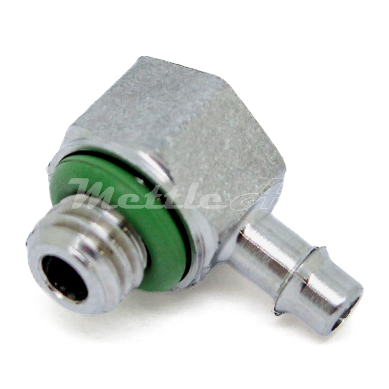Stainless Steel 316L 90° Male Elbow 3/32" Hose ID Barb - M5 x 0.8 Male, Single Barb Design