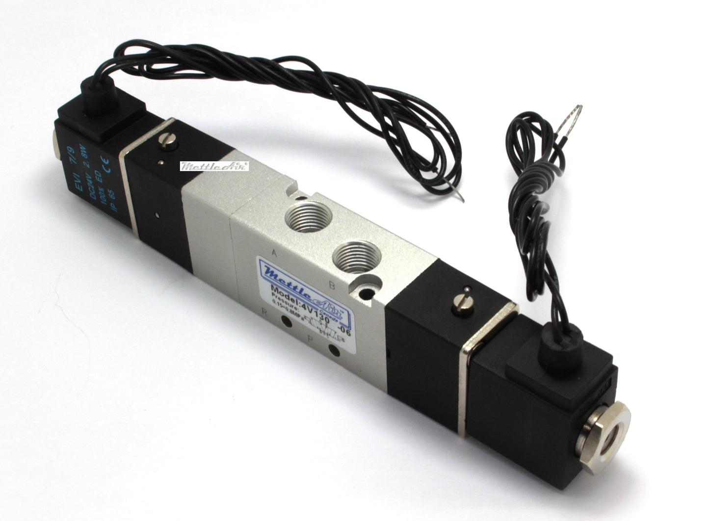 5 Ports 4 Way 3 Position CLOSED Center Valve 1/8" NPT Wire Leads Double Solenoid DC 24V