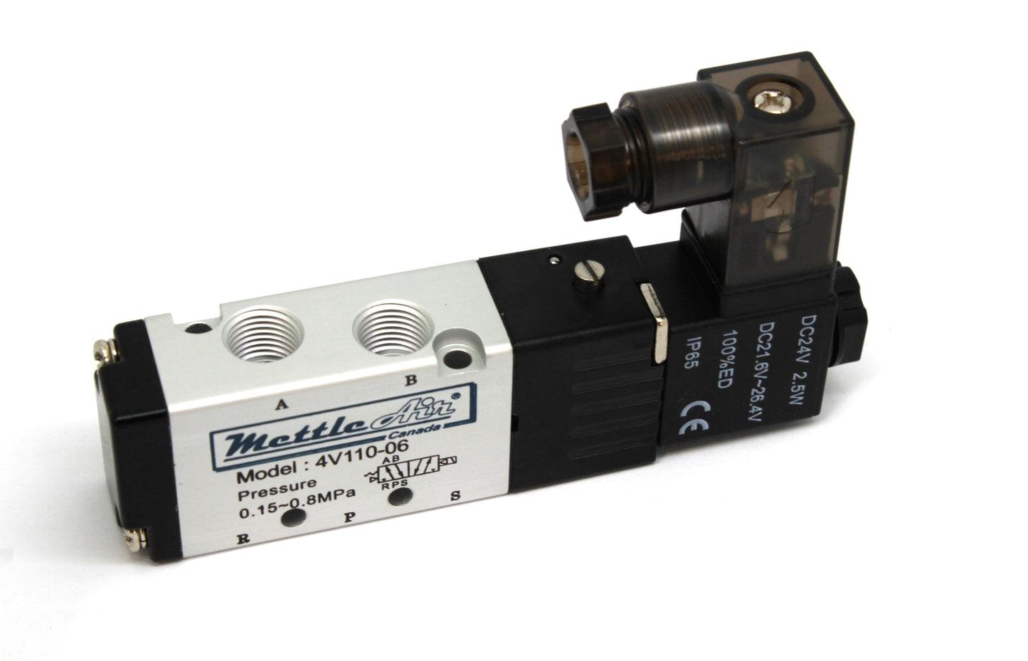 5 Ports 4 Way 2 Position Valve 1/8" NPT DIN Connector Single Solenoid AC 110V