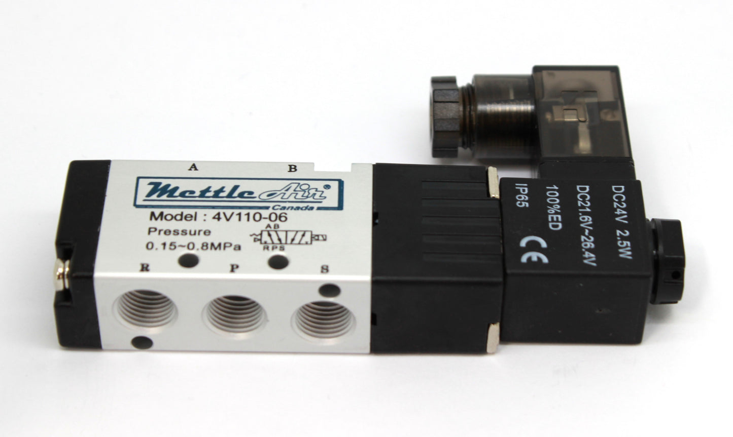 5 Ports 4 Way 2 Position Valve 1/8" NPT DIN Connector Single Solenoid AC 110V