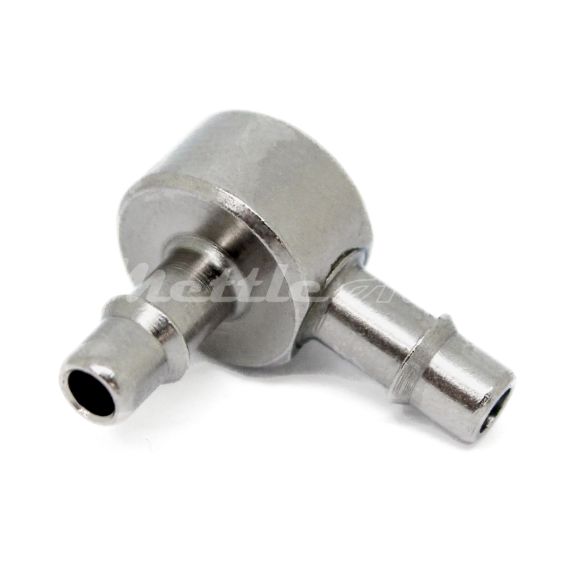 Nickel-Plated Brass 90 Elbow Union 1/8" Hose ID Barb - 1/8" Hose ID Barb, Single Barb Design