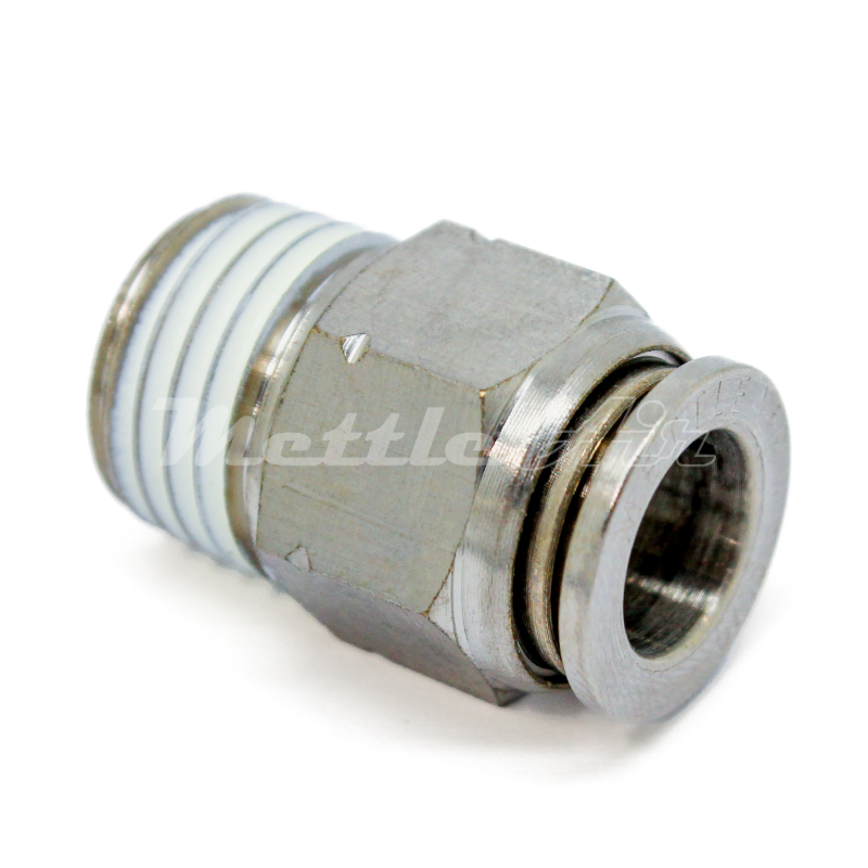 Nickel-Plated Brass Straight Push To Connect Fitting 6 mm OD x - 1/4" BSPT (R) Male