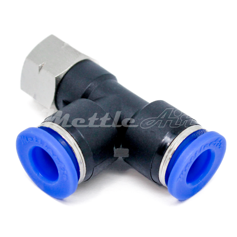 Push to Connect Female Run "T" 1/4" OD - 1/16" NPT Thread
