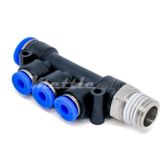Push to Connect Inline Reducer Manifold Branch Union Fitting 6 mm OD - 4mm OD - 1/8" NPT Male