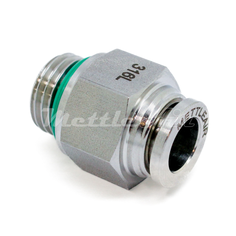 316L Stainless Steel Straight Push To Connect Fitting 3/8" OD x 3/8" BSPP (G) Male