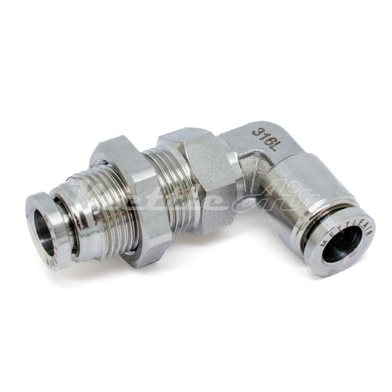 316L Stainless Steel Push to Connect Fitting Bulkhead Elbow Union 1/4" OD