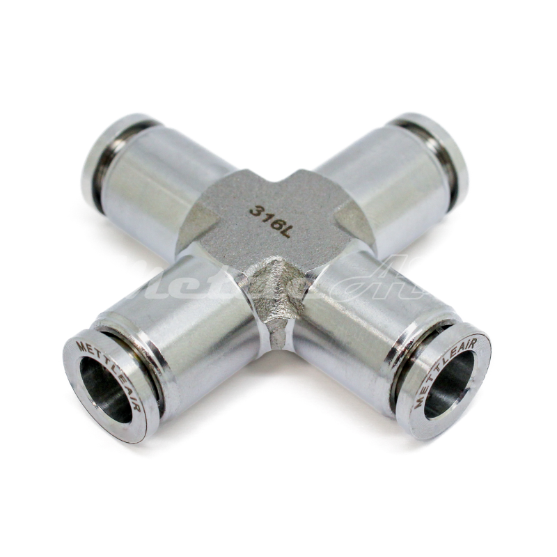 Raccord union croisé à pousser en acier inoxydable 316L, diamètre extérieur 10 mm