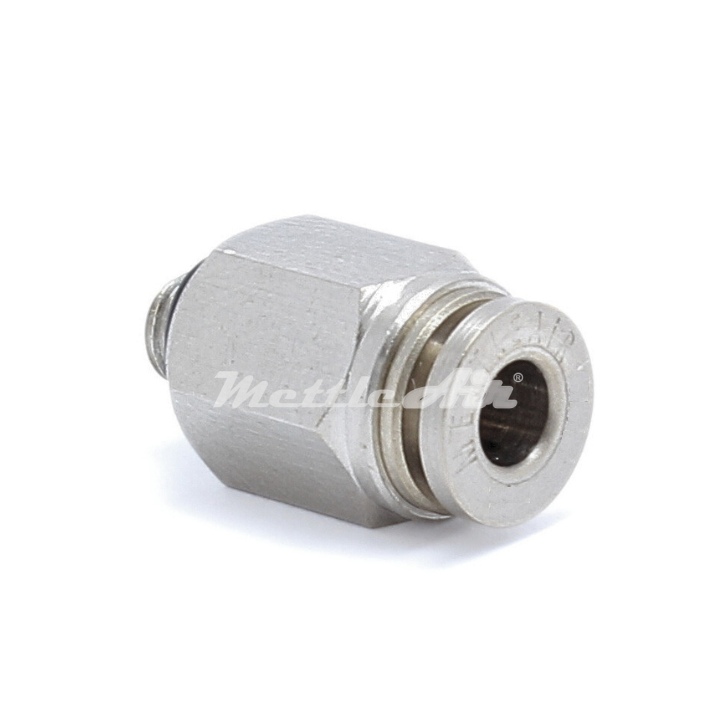 Nickel-Plated Brass Straight Push To Connect Fitting 6 mm OD x 10-32 UNF Male