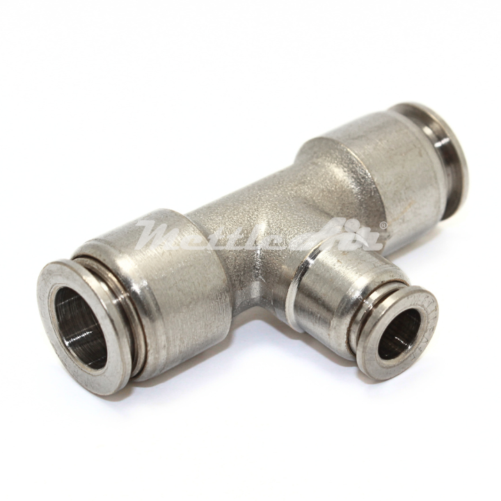 Nickel-Plated Brass Tee Union Push to Connect Fitting 1/4" OD - 4 mm OD REDUCER