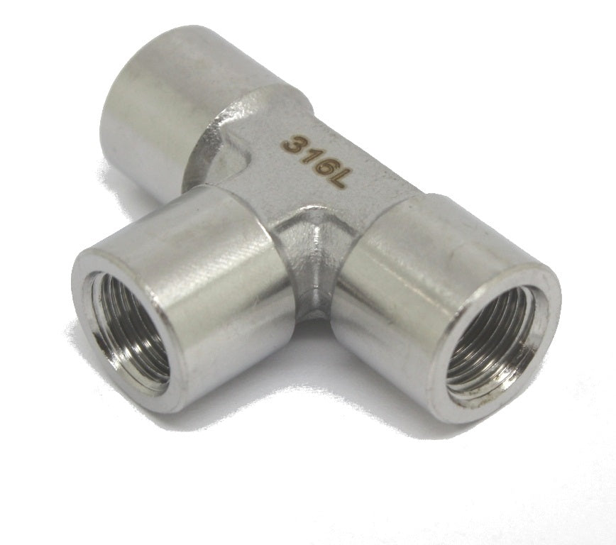 Stainless Steel 316L Female Tee 1/4" BSPP (G)