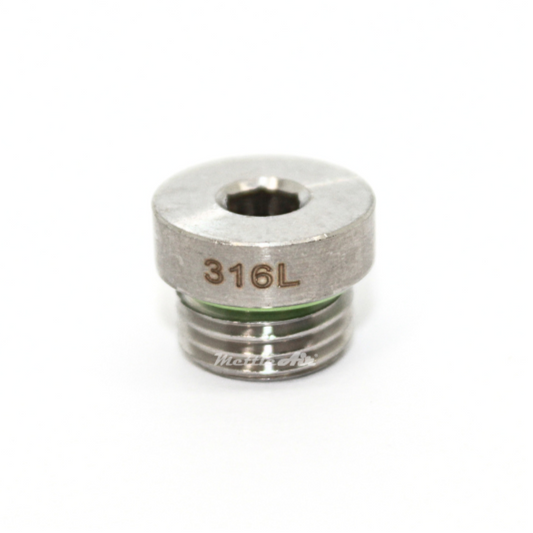 Stainless Steel 316L Male Internal Hex Pipe Plug 1/4" BSPP (G) with Viton O-ring