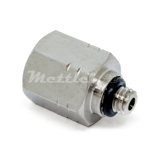 Brass Pipe Adaptor 1/8" NPT Female - 10-32 UNF Male Nickel Plated, REDUCER