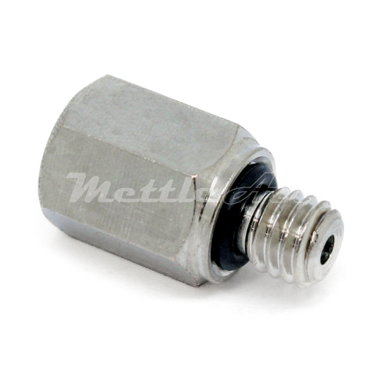 Brass Pipe Adaptor M6 x 1.0 Female - M6 x 1.0 Male Nickel Plated