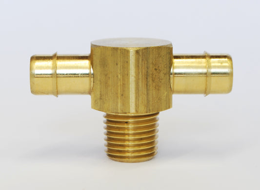 Brass Barbed Male Tee 3/8" Hose ID - 1/4" NPT