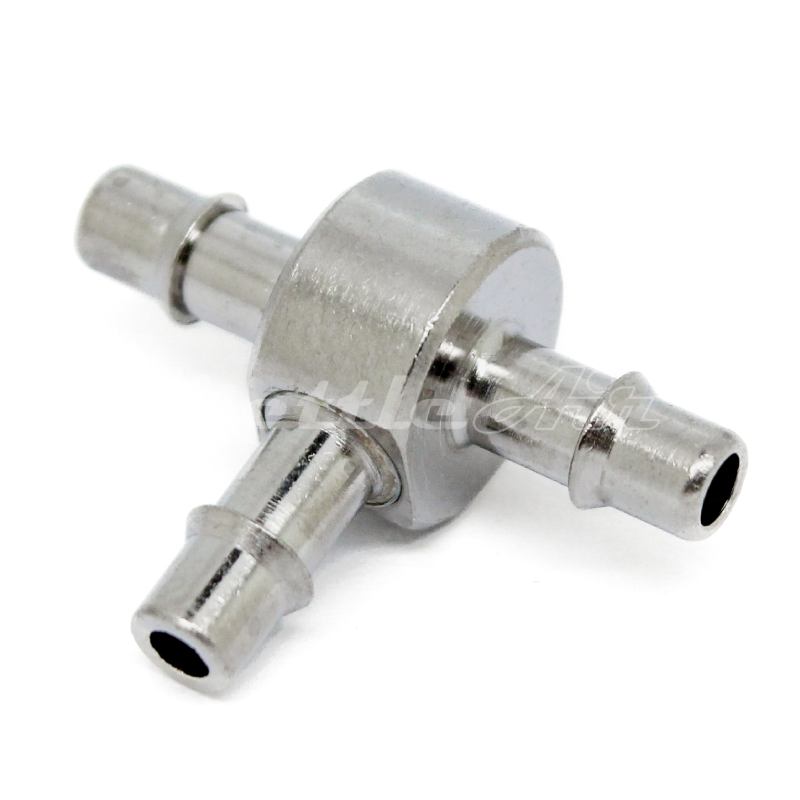 Brass Tee Union 1/8" Hose ID Barb - 1/8" Hose ID Barb Nickel Plated, Single Barb Design