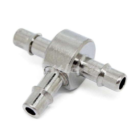 Nickel-Plated Brass Tee Union 1/8" Hose ID Barb - 1/8" Hose ID Barb, Single Barb Design