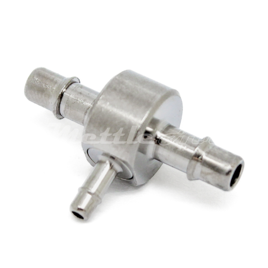 Brass Tee Union 1/8" Hose ID Barb - 1/16" Hose ID Barb REDUCER, Nickel Plated, Single Barb Design