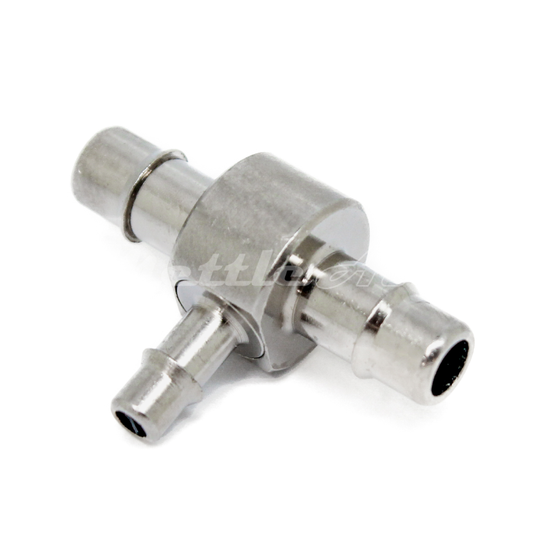 Brass Tee Union 3/16" Hose ID Barb - 1/8" Hose ID Barb REDUCER, Nickel Plated, Single Barb Design