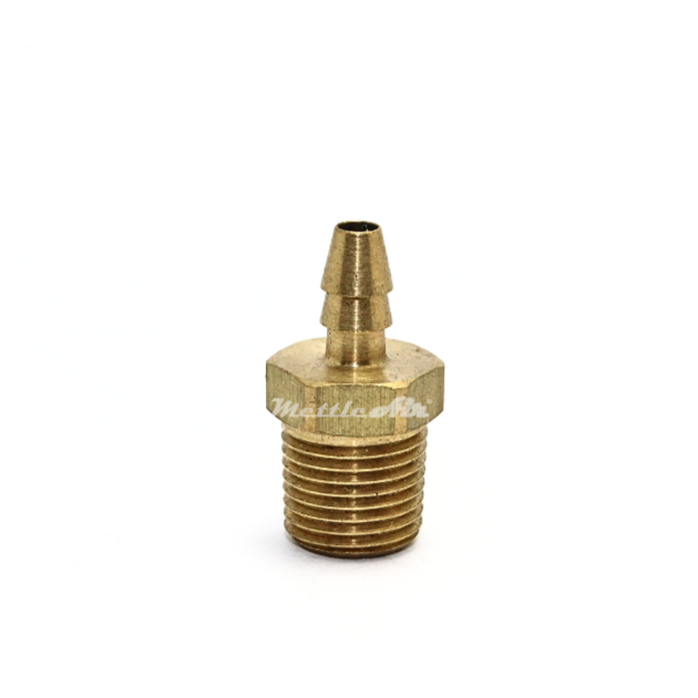 Brass Straight Male 0.17" Hose ID Barb - 1/8" NPT Male Double Barb Design