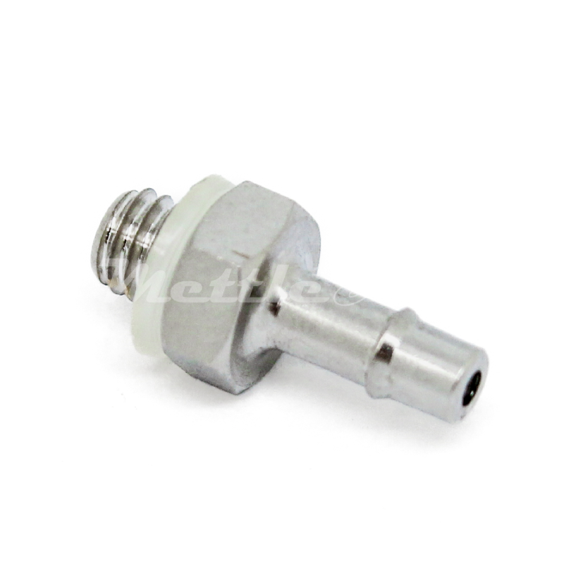 Brass Straight Male 1/16" Hose ID Barb - M3 x 0.5 Male Nickel Plated, Single Barb Design