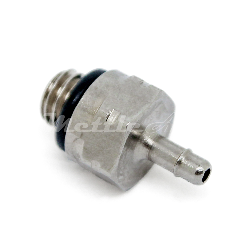 Brass Straight Male 1/16" Hose ID Barb - M5 x 0.8 Male Nickel Plated, Single Barb Design