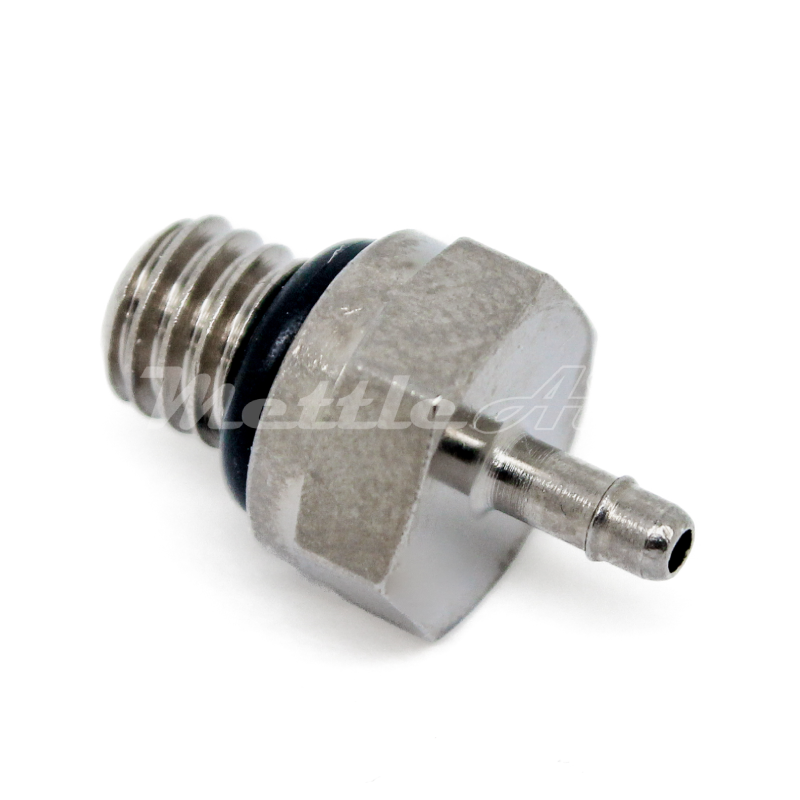 Brass Straight Male 1/16" Hose ID Barb - M6 x 1.0 Male Nickel Plated, Single Barb Design