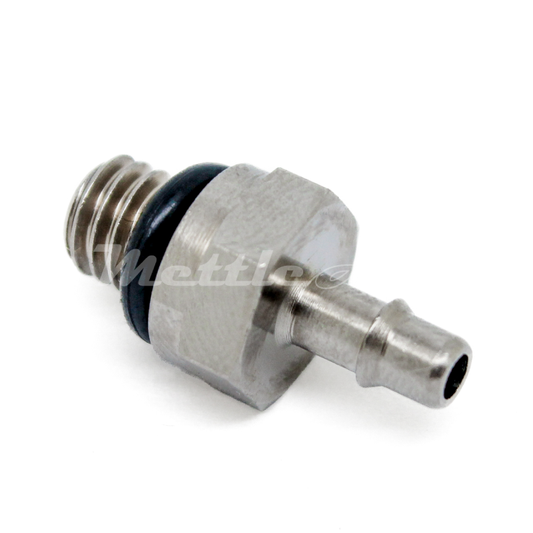 Brass Straight Male 1/8" Hose ID Barb - M6 x 1.0 Male Nickel Plated, Single Barb Design