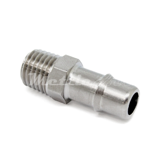 Brass Straight Male 1/4" Hose ID Barb - 1/16" NPT Male Nickel Plated, Single Barb Design