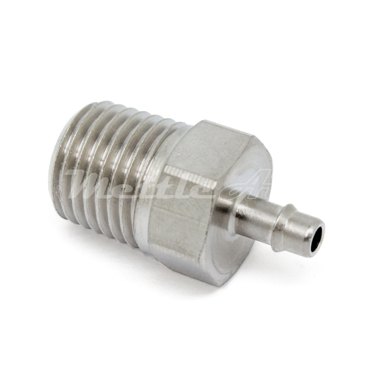 NP Brass Straight Male 5/32" Hose ID Barb - 1/4" NPT Male, Single Barb Design