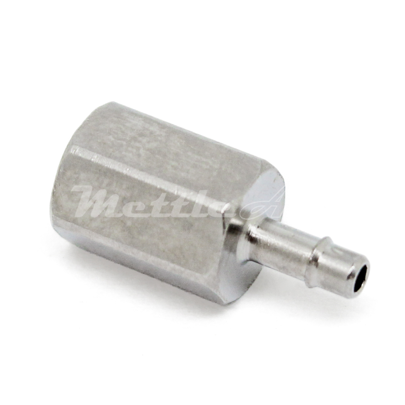 Brass Female Straight 1/16" Hose ID Barb - 10-32 UNF Female Nickel Plated, Single Barb Design