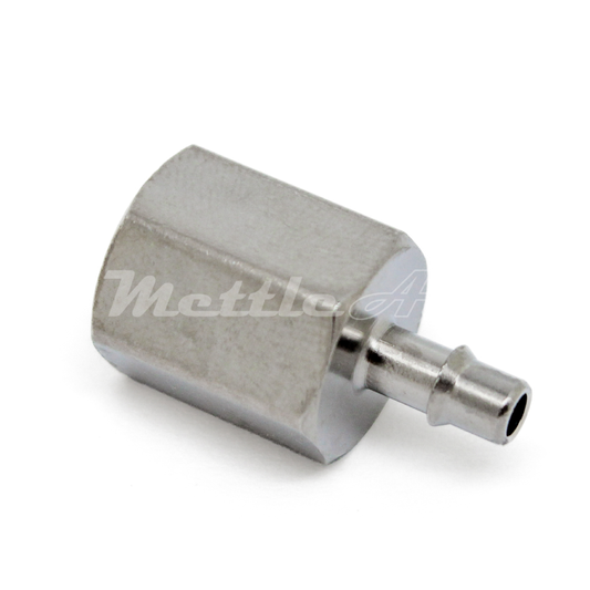 Brass Female Straight 1/8" Hose ID Barb - 1/8" NPT Female Nickel Plated, Single Barb Design