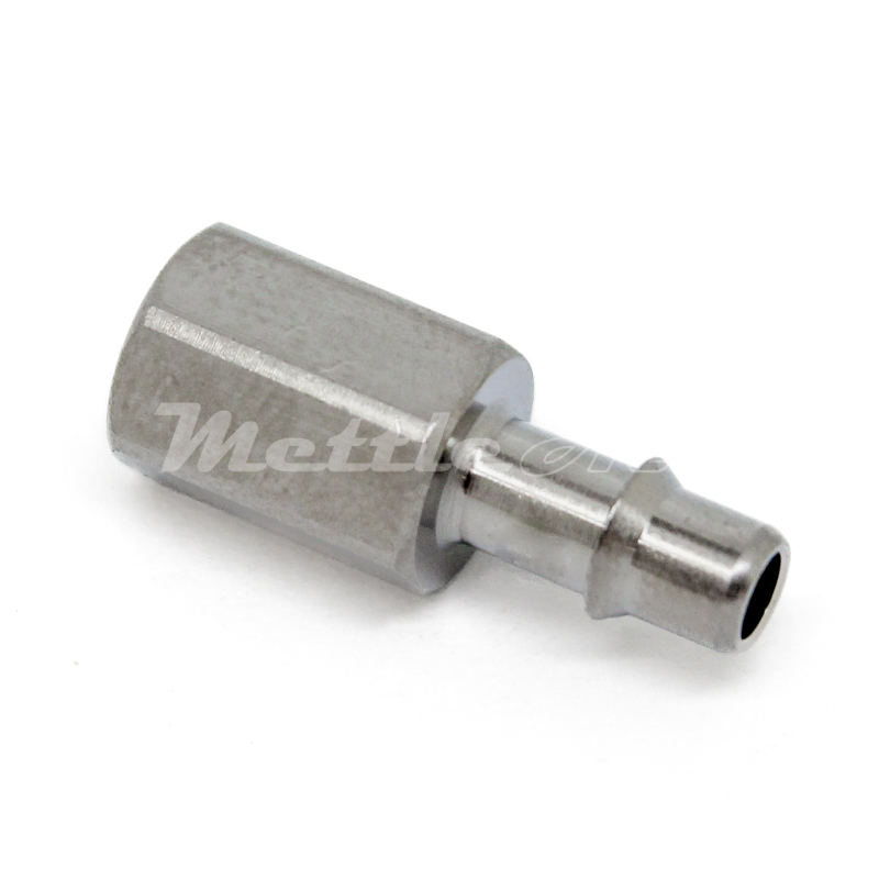 Brass Female Straight 1/8" Hose ID Barb - 10-32 UNF Female Nickel Plated, Single Barb Design