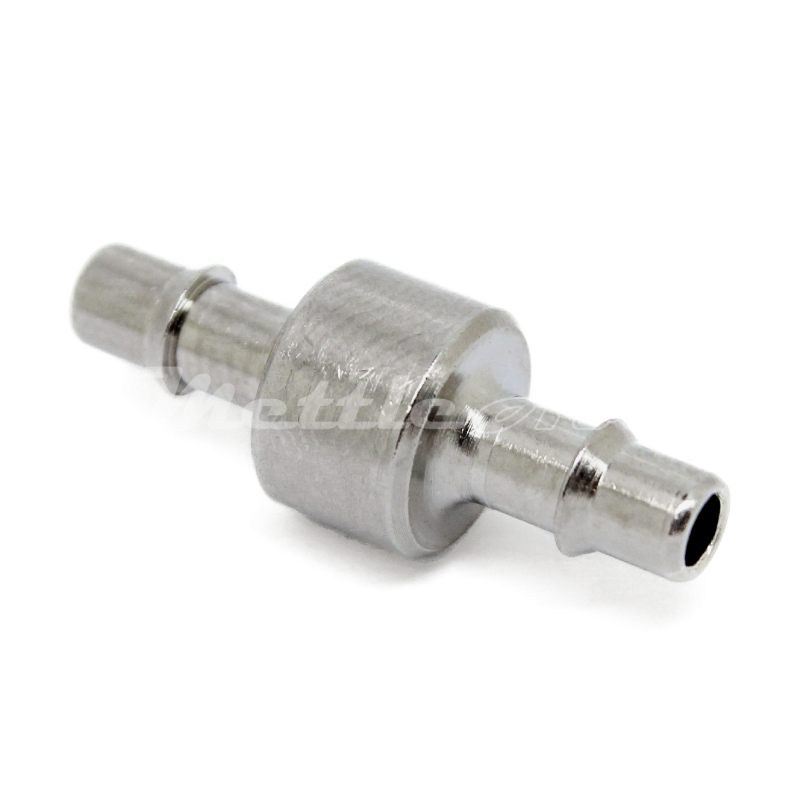 Brass Splicer 1/8" Hose ID Barb - 1/8" Hose ID Barb Nickel Plated, Single Barb Design