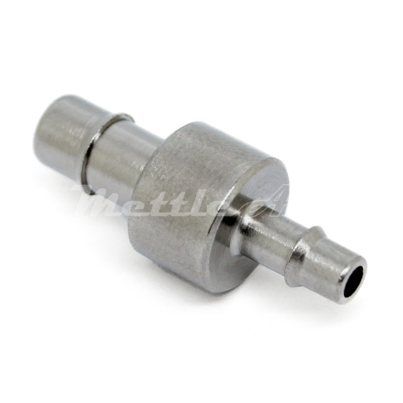 Brass Splicer 1/8" Hose ID Barb - 1/16" Hose ID Barb REDUCER, Nickel Plated, Single Barb Design