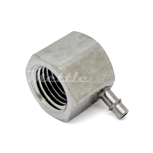 Nickel-Plated Brass 90° Female Elbow 1/8" Hose ID Barb - 1/4" NPT Female, Single Barb Design