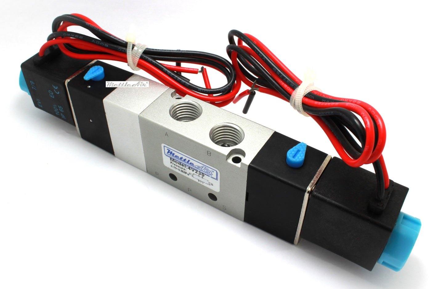 5 Ports 4 Way 3 Position PRESSURE Center Valve 1/4" NPT (Exh. 1/8") Wire Leads Double Solenoid AC 220V