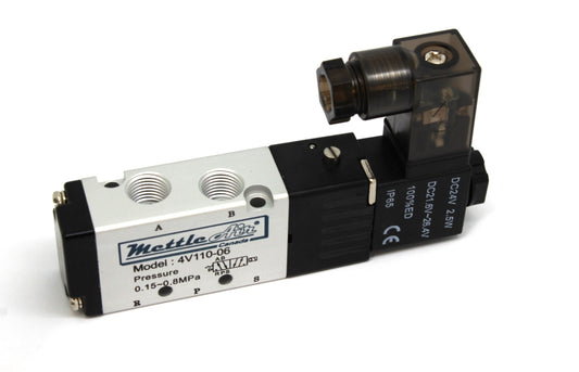 5 Ports 4 Way 2 Position Valve 1/8" NPT DIN Connector Single Solenoid AC 110V