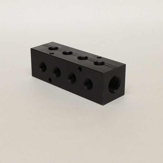 Distribution Manifold 2 x 1/2" NPT IN - 8 x 1/4" NPT Out 4 Station 90 Degree Junction