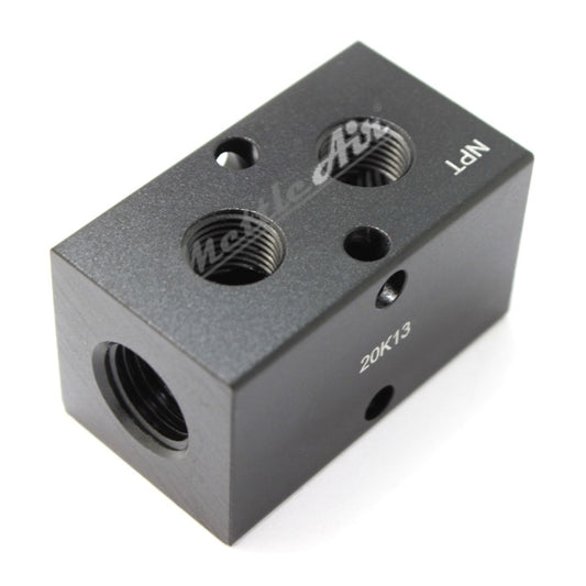 Manifold 2 x 1/4" NPT IN - 2 x 1/4" NPT Out WIDE (1.5" Centre to Centre) 90° Output Ports
