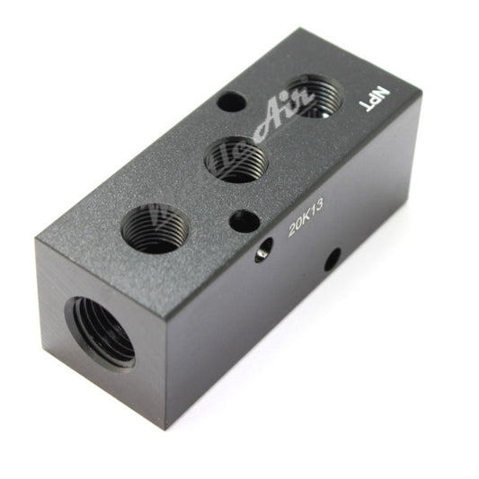 Manifold 2 x 1/4" NPT IN - 3 x 1/4" NPT Out WIDE (1.5" Centre to Centre) 90° Output Ports