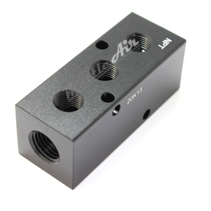 Manifold 90° WIDE 2 x 1/4" NPT In - 6 x 1/4" NPT Out (On Two Sides)