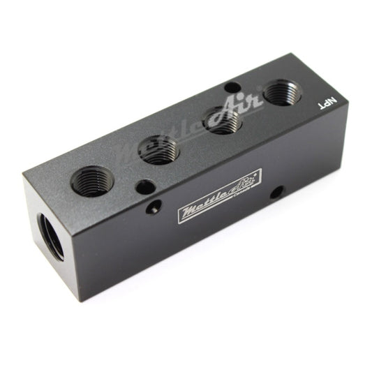 Manifold 2 x 1/4" NPT IN - 4 x 1/4" NPT Out WIDE (1.5" Centre to Centre) 90° Output Ports