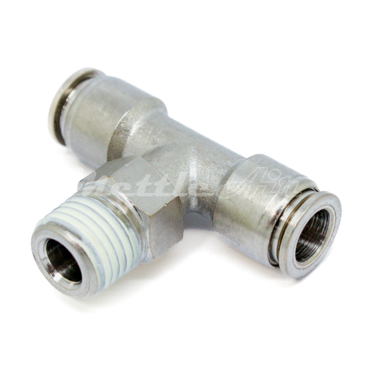 Nickel Plated Brass Push to Connect Male Branch Tee 3/8" OD - 3/8" NPT