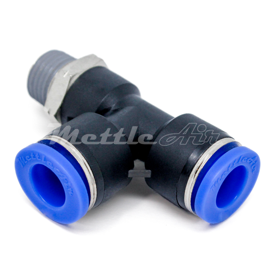 Push to Connect Run Tee 5/16" OD - 3/8" NPT Male