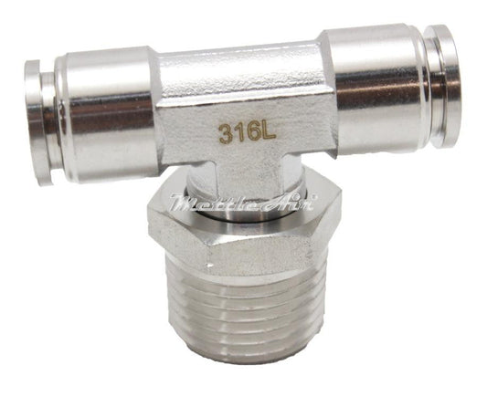 SS 316L PTC Male "T" Branch 10 mm OD - 1/4" NPT Thread